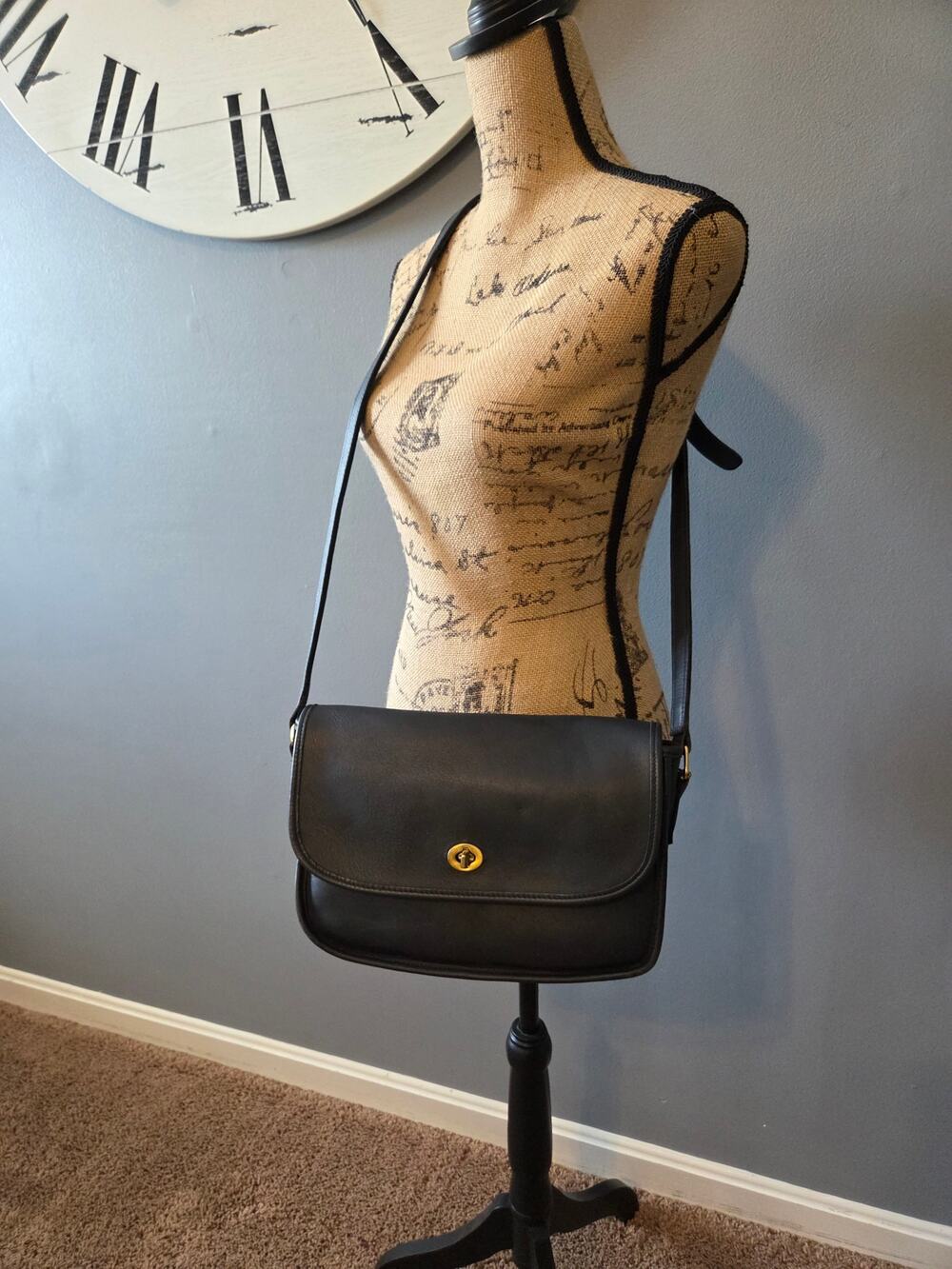 coach vtg city soft leather crossbody purse navy blue bag 9790 rare